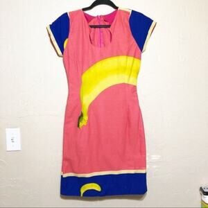 Vintage Womens Dress Small Color Block Banana Java Pink Blue Yellow